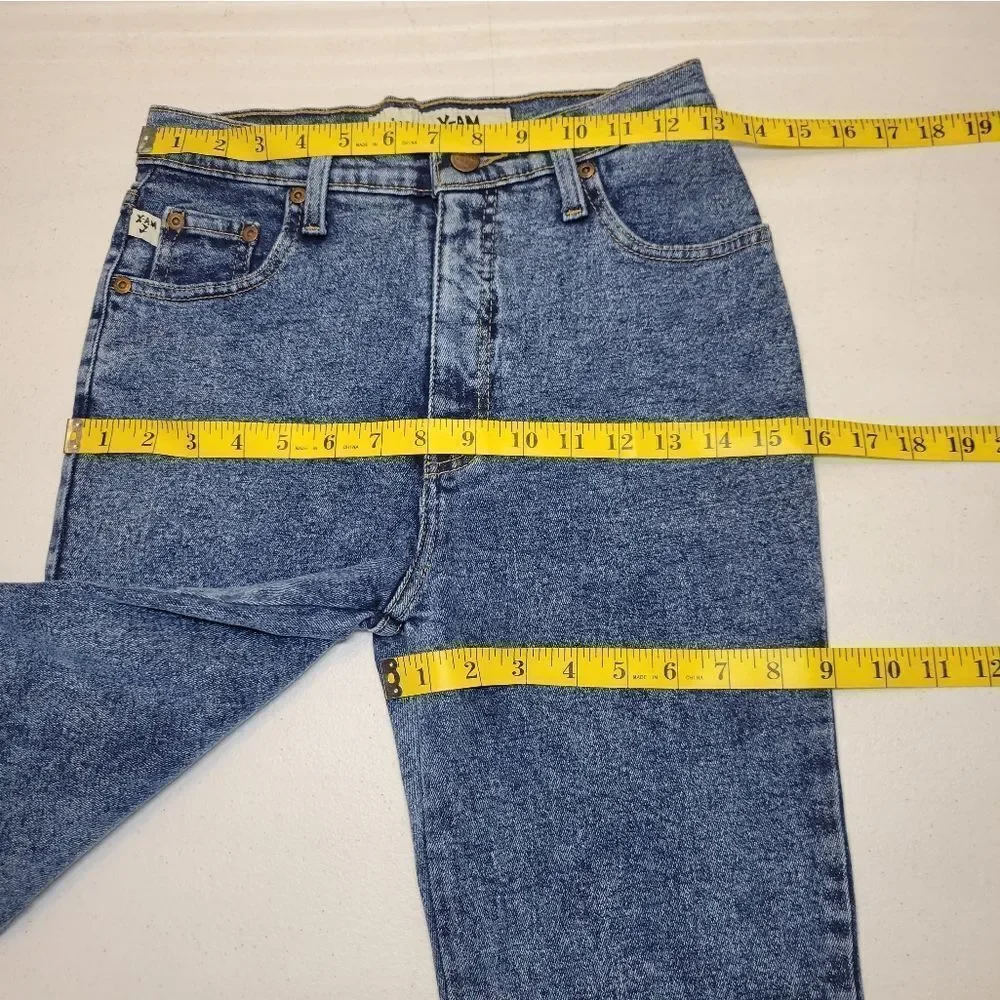 X-AM Jeans Vintage Acid Wash Women's Blue Jeans Stretch High Rise Skinny Mom